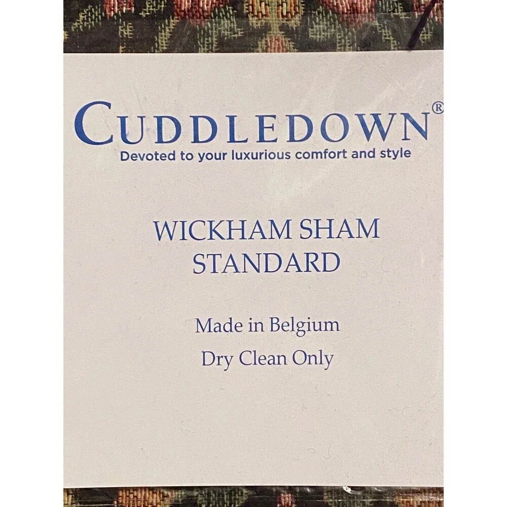 NIP CUDDLEDOWN Wickham Standard Sham 100% Cotton Jacquard Belgium Floral Black